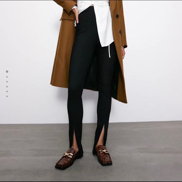 Zara Front Slit Ribbed Leggings 